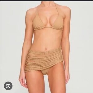 NWT- SKIMS- Rhinestone Swim Strappy Skirt- Ochre- 3X